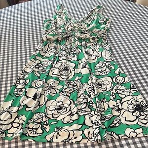 Floral Green and White Dress